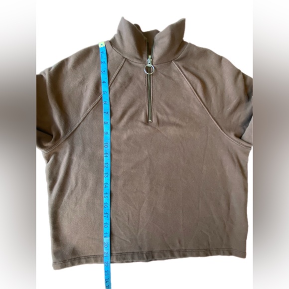 Madewell Ribbed Half-Zip Raglan Sweatshirt brown small - Picture 9 of 16